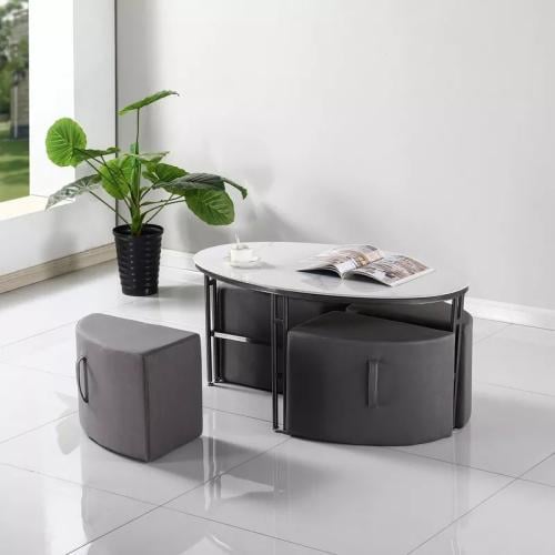 طاولة قهوة ألفيورا سطح من الحجر الملبد هيكل معدني...