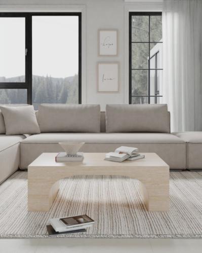 طاولة قهوة بديل الرخام موراتا - بيج