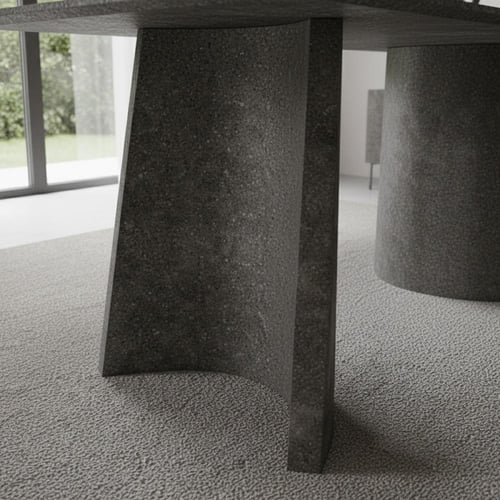 طاولة طعام لياندرا خشب رمادي مع 6 كراسي قماش رمادي...