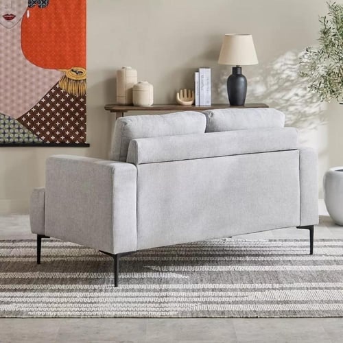 كنبة نوڤيرا بمقعدين قماش رمادي فاتح بأرجل معدن أسو...