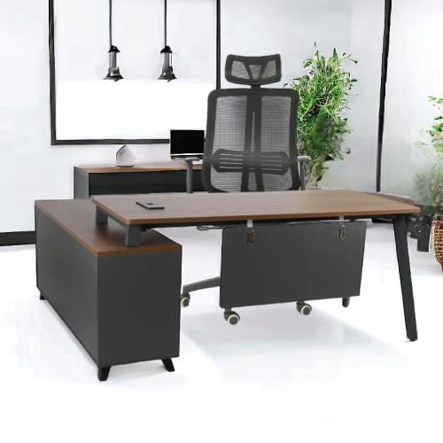 مكتب لافيندا خشب بتصميم عملي - لون بني و رمادي