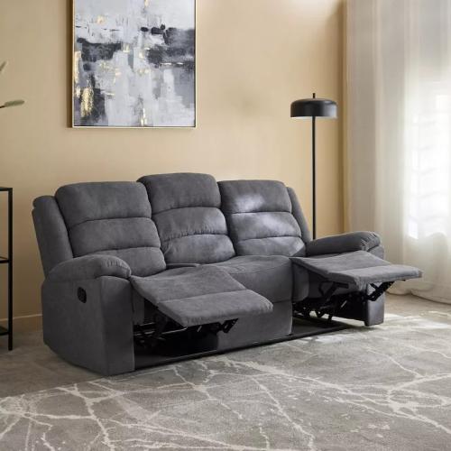 كنبة استرخاء فليكس بثلاثة مقاعد قماش لون رمادي بأر...