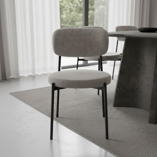 طاولة طعام لياندرا خشب رمادي مع 8 كراسي قماش رمادي...