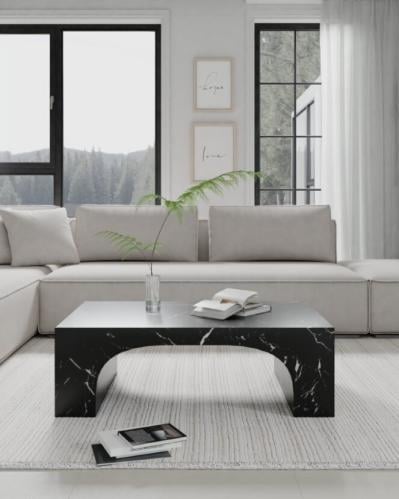 طاولة قهوة بديل الرخام موراتا - أسود رخامي