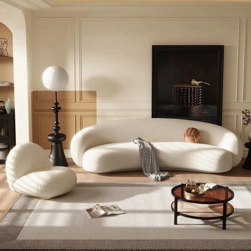 كنبة بوكليه ثلاثية فاخرة بتصميم نصف قمري من ماري