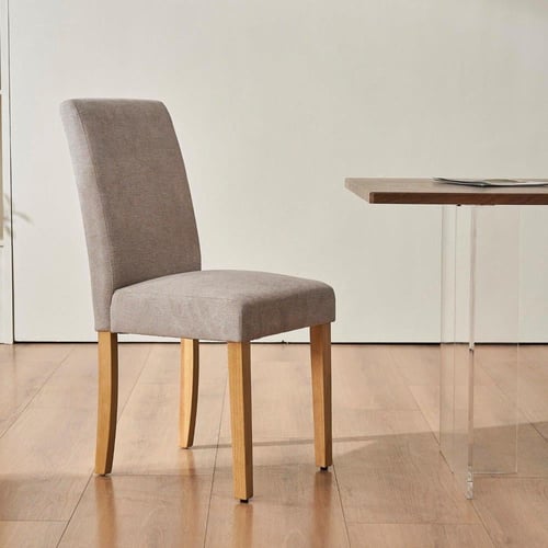 طقم طاولة سفرة خشب هندسي 8 كراسي قماش بأرجل خشب -...