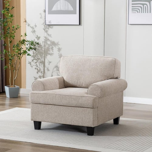 طقم كنب مارزيلا 3 قطع قماش لون بيج بارجل بلاستيك م...