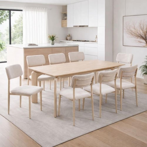 طقم طاولة طعام إيزابيلا مستطيلة سطح الرخام بيج بأر...