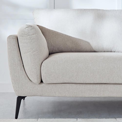 كنبة قماش مقعدين بتصميم مودرن لون ابيض من لوسينا