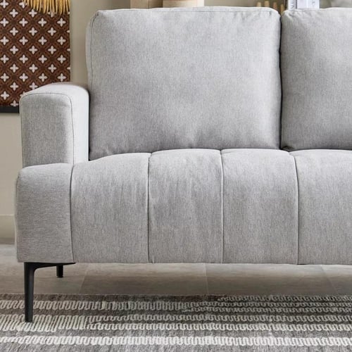 كنبة نوڤيرا بمقعدين قماش رمادي فاتح بأرجل معدن أسو...