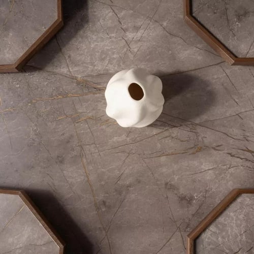 طقم طاولات قهوة تارنيفا من 5 قطع خشب هندسي بني