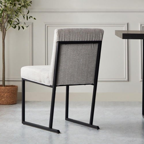 طقم طاولة سفرة بتصميم A خشب هندسي مع 6 كراسي قماش...