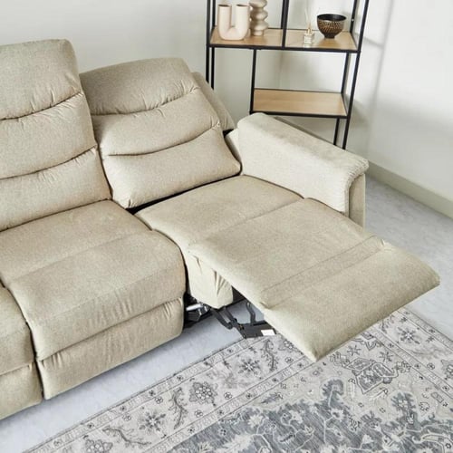 كنبة استرخاء روزيتّا 3 مقاعد وطاولة قماش لون بيج ق...