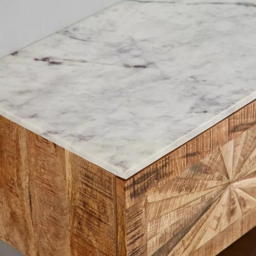 طاولة تلفزيون كورينا 70 بوصة من الخشب بيج بسطح من...