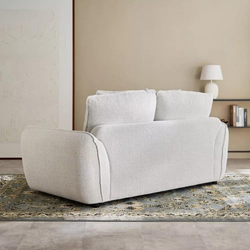 كنبة ريفيرا مقعدين مع وسادتين قماش بوكلية لون كريم...