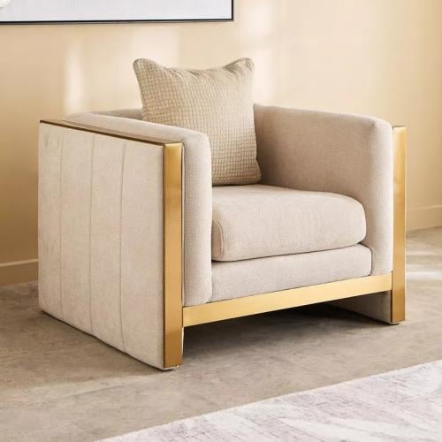 كنبة فردية أوليفارا و بوسادة قماش لون كريمي و هيكل...