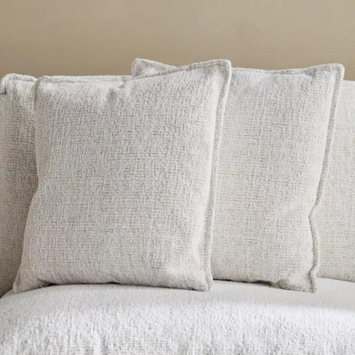 كنبة ريفيرا مقعدين مع وسادتين قماش بوكلية لون كريم...