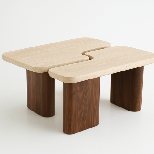 طقم طاولات إلوريا بتصميم عصري بسطح بيح فاتح وقاعدة...