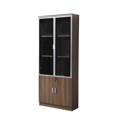 دولاب ملفات سيينا درفتين خشب بني مع زجاج