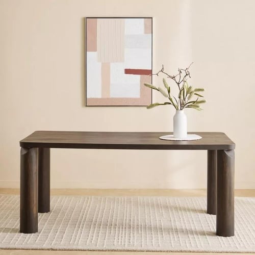 طاولة سفرة مستطيلة رافينا 6 كراسي خشب مطّاط لون بن...