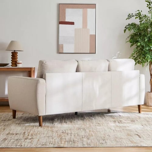 كنبة لوفت 3 مقاعد مع وسادتين قماش كتان لون بيج بأر...