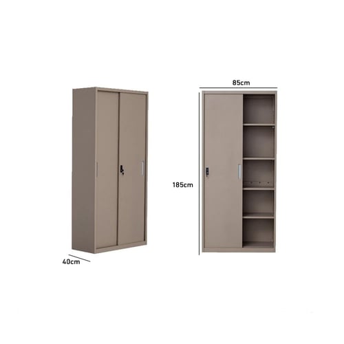 دولاب مكتبي روزا سحاب درفتين 5 رفوف حديد - بيج