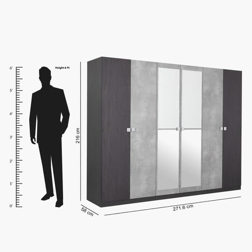 دولاب ملابس كامبريدج خشب 6 أبواب مع مرايا مقاس 216...