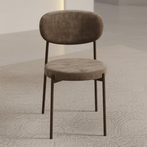 طاولة طعام بيانكا خشب بني مع 6 كراسي قماش بني بأرج...