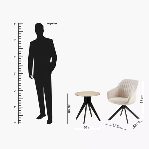 طقم طاولة شاي ليفيا مقعدين قماش بيج بأرجل معدن اسو...