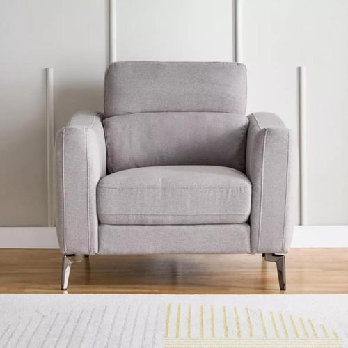 كنبة اورما بمقعد واحد قماش مخملي لون رمادي بأرجل م...