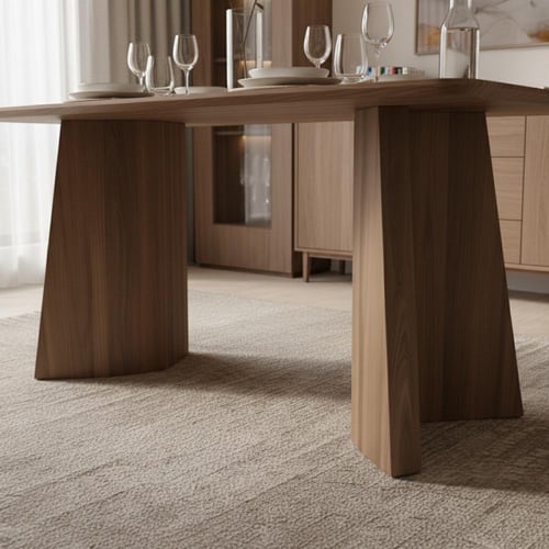 طاولة طعام لياندرا خشب بني مع 10 كراسي قماش بني فا...