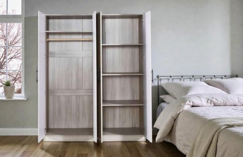 دولاب ملابس أليسيا خشب لون رمادي فاتح 4 باب بتصميم...