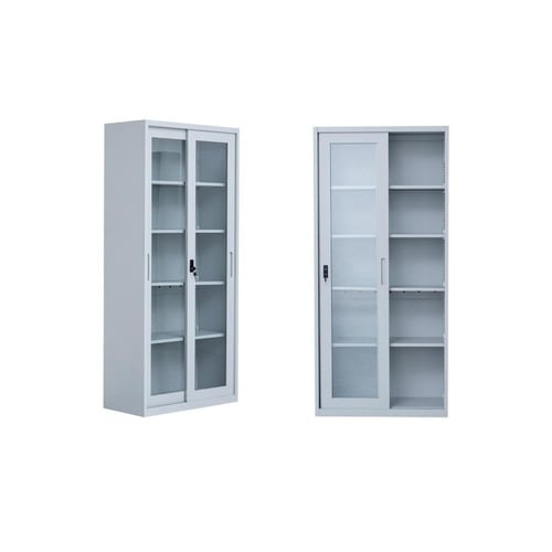 دولاب مكتبي ديزيريه حديد بابين 5 رفوف - رمادي