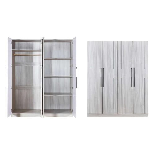 دولاب ملابس كلاريسا كبير4 باب خشب باللون الرمادي ف...