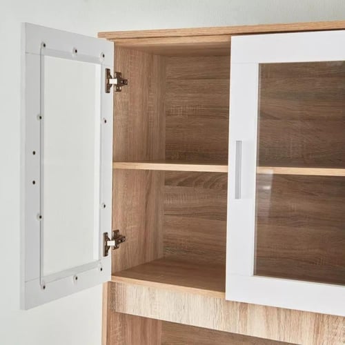 ركن قهوة خشب 5 أبواب بدرج من افورد لون أبيض في خشب...