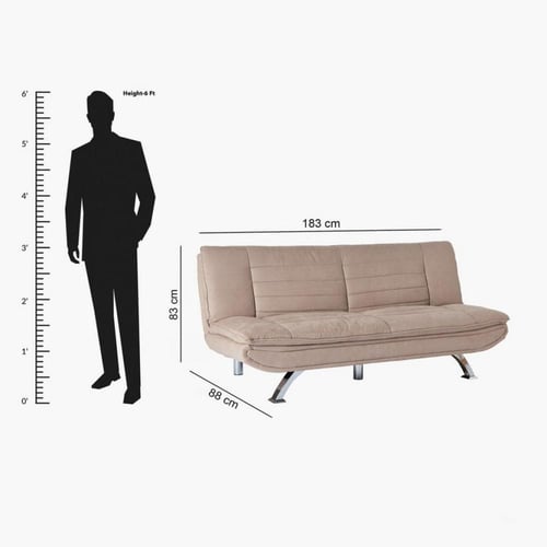 كنبة سرير 3 مقاعد من جويفول قواعد معدن لون بيج مقا...