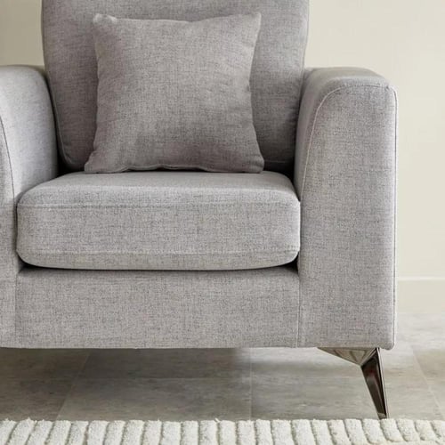 كنبة مفردة فيوريلا قماش كتان لون رمادي بارجل معدني...