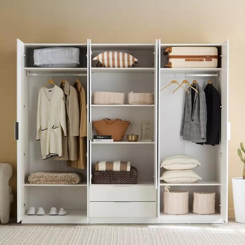 خزانة ملابس عالية اللمعان 6 أبواب و2 درج ومرآة من...