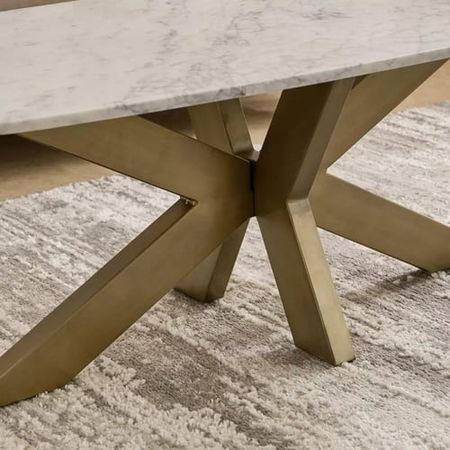 طاولة قهوة فورلينا بسطح رخام ابيض و ارجل معدن ذهبي