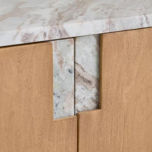 طاولة تلفزيون بريزيدا الخشب الصلب بسطح رخام طبيعي...