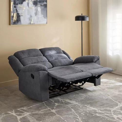 كنبة استرخاء فليكس مقعدين قماش لون رمادي بأرجل بلا...