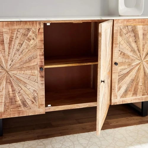 خزانة بوفيه جانبية أدليتا الخشب الصلب بـ3 أبواب وس...