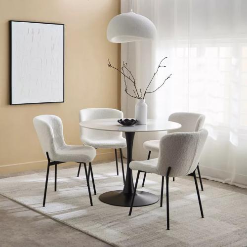 طقم طاولة سفرة مستديرة حجر ملبد 4 كراسي قماش بوكيل...