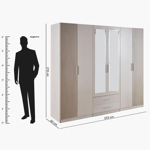 دولاب ملابس فييستا خشب 6 أبواب بدرجين و مرايا مقاس...