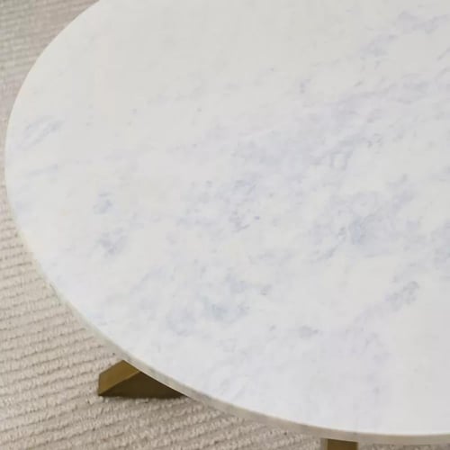 طاولة قهوة فيرليناي مستديرة بسطح رخامي طبيعي ابيض...