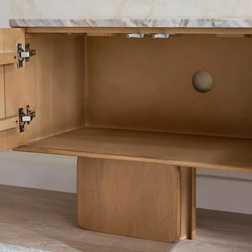 طاولة تلفزيون بريزيدا الخشب الصلب بسطح رخام طبيعي...