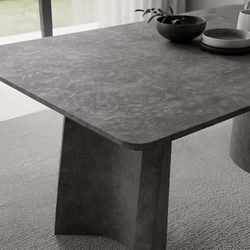 طاولة طعام لياندرا خشب رمادي مع 6 كراسي قماش رمادي...