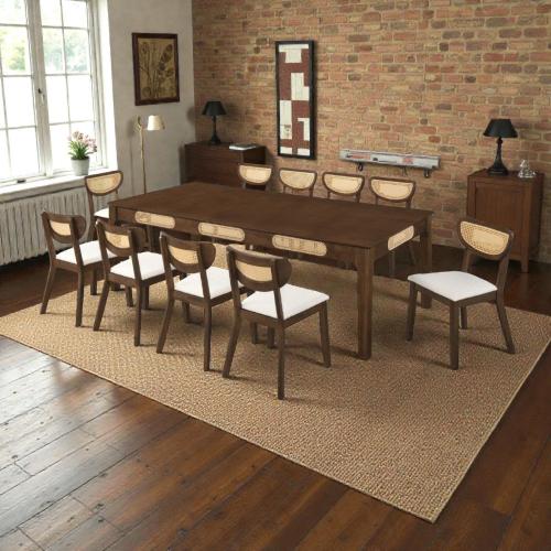 طاولة طعام إيريني خشب ماليزي بني أنيقة 10 كرسي لمس...