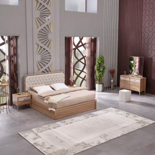 طقم غرفة نوم كينج 6 قطع من لوريتا - 180x200 سم