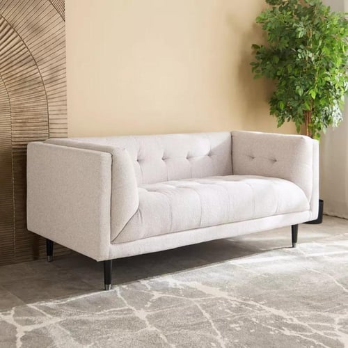 كنبة كاليستا بـمقعدين قماش بوكليه لون كريمي و رماد...